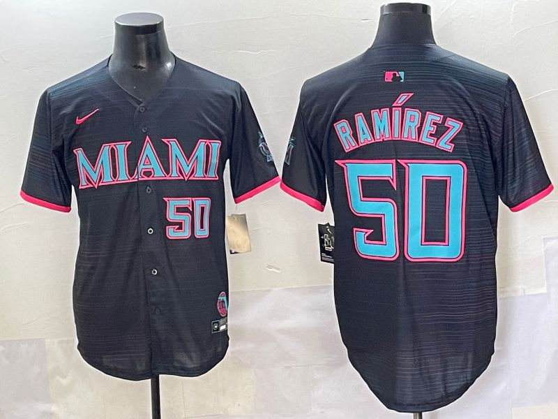Men 2025 Miami Marlins #50 Ramirez Black Joint Name Nike MLB Jersey style 1->miami marlins->MLB Jersey